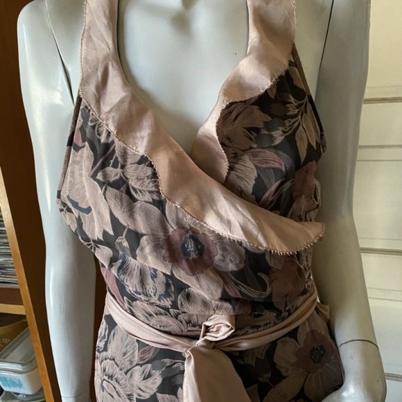 MARIA BLANCA NERO SILK FLORAL  WRAP DRESS - Picture 2 of 6